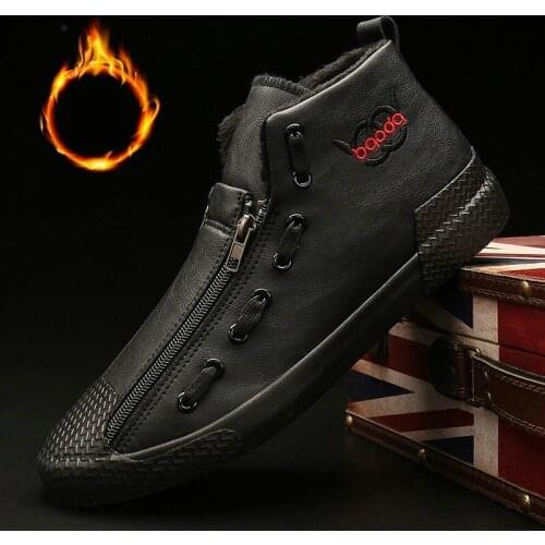 Fashion high top Male snow winter sneaker ZIP shoes Mens Casual Shoes Winter Outdoor Waterproof Warm fur Sneakers A31-53
