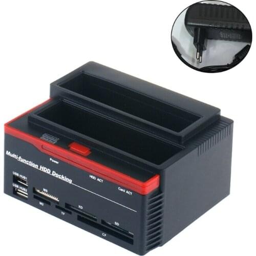 N84B All in 1 USB 2.0 to SATA / IDE External Hard Drive Card Reader High Speed Multifunctional HDD Dock Base Hot Swap