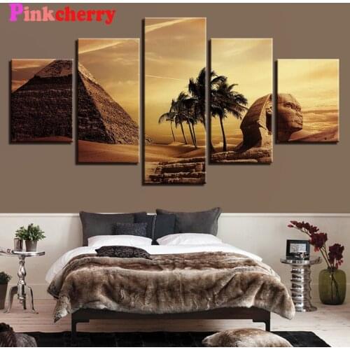 5Pcs Egyptian Pyramids Sunset desert Diamond Painting Full Square Round Drill 5D Daimond Embroidery Cross Stitch Kit Mosaic Art