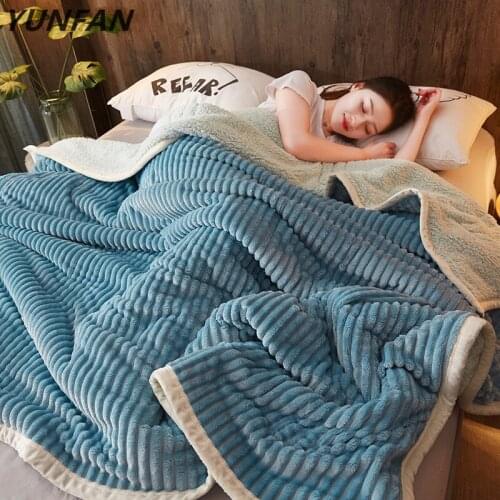 Luxury Fleece blankets and throws Adult Thick Warm winter Blankets twin queen solid blue flannel Blankets On Bed Christmas gifts