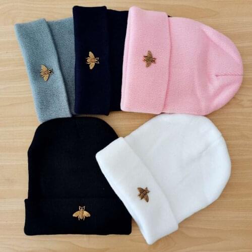 Skull Beanie Hat wholesale Bee Knitting Woolen Winter Autumn Warm knitted hats Cotton Unisex Women Couple Adult Casual Cap