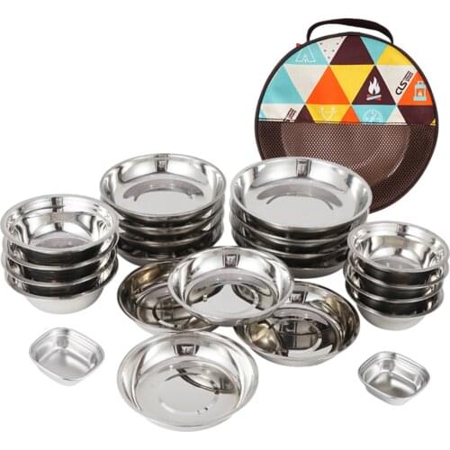 22-piece Portable Dinner Plate Self-driving Barbecue Plate Soup Bowl Dish Set For Outdoor Camping Hiking Tableware