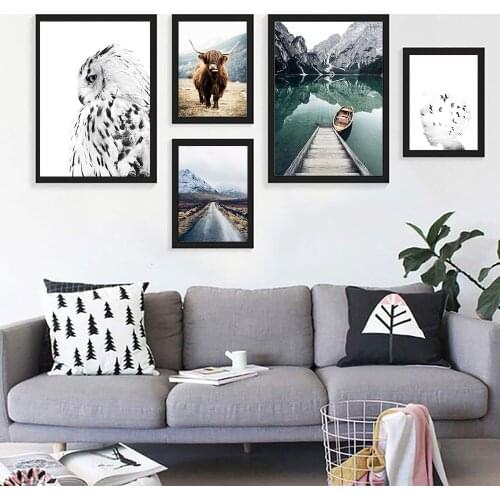 Nordic Poster Landscape Canva Painting Highway Boat Wall Art Print Animal Modern Picture For Living Room On The Wall Home Decor