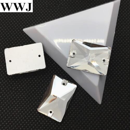 Flatback Rectangle Sew On Stones Crystal Clear Color 2holes 8x10,10x14,13x18,18x25mm, Sewing Glass Crystal Beads Dress jewelry