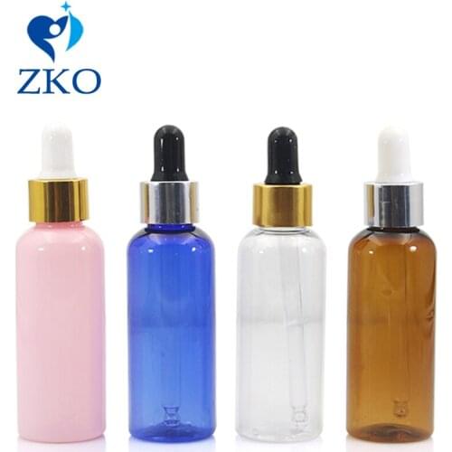 5Pcs 50ml Empty Makeup Glass Bright lid with Glass Eye Dropper Portable Refillable Bottle Esstenial Oil Liquid Container