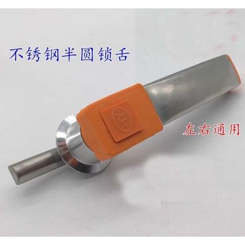 Stainless steel oven handle with semi round lock tongue