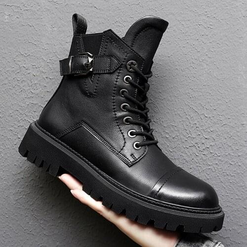 Punk Ankle Boots Mens Warm Comfortable Wear-resistant Sole Shoes Man Winter Motorcycle Boots Back Zip Male Walking Boots New