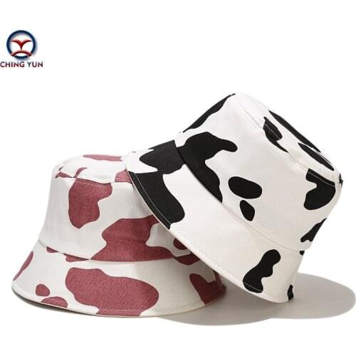 New Hat spring and summer Cows Pattern printing Literary Retro Leisure beach fisherman hat boys and girls students sunshade hat