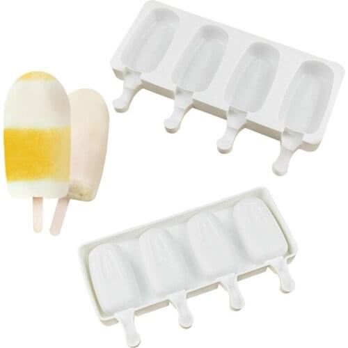 Silicone Ice Cream Mold White 4 Grid Frozen Ice Cream Mold DIY Silicone Popsicle Maker Lolly Mould