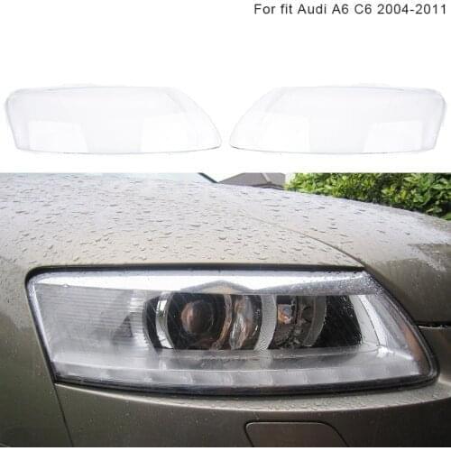 Car Headlight Glass Cover Front Headlamp Transparent Lampshade Auto Front Lamp Shade For Audi A6 C6 2004-2011 Car Exterior
