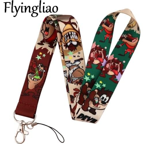 Tasmanian Devil Anime Keychain Lanyards Id Badge Holder ID Card Pass Gym Mobile Phone Badge Holder Key Strap Webbings Ribbons