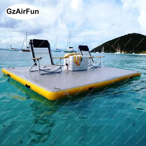 Outdoor Inflatable Water Floating Dock Inflatable Swim Deck Platform Dock with None-Slip Surface