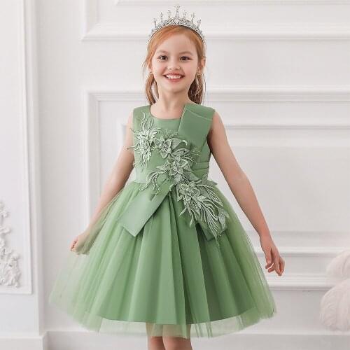 Girls Party Dresses for Birthday Wedding Performance Piano Stage Kids Clothing Children Clothes Dress for Girls Floral Princess