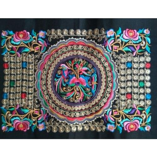 Miao stitch crochet plain fabric embroidery patch dress shoes bag applique trim ethnic tribal nepal thai india boho DIY gypsy