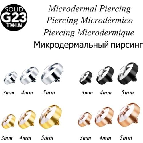 3/4/5mm 1Pc Titanium Micro Dermal Anchor Top Piercing Crystal Skin Diver Surface Dermal Anchor Body Piercing Hide Jewelry