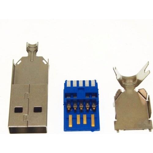 10set DIY 3 in 1 3.0 USB Connector A Type welding wire USB 3.0 Male Plug