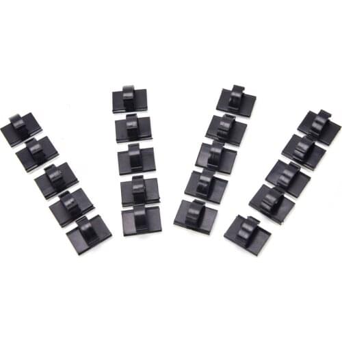 20Pcs/lot Cable Clips Adhesive Backed Nylon Wire Adjustable Cable Clamps Car Wire Tie Amount Holder Black