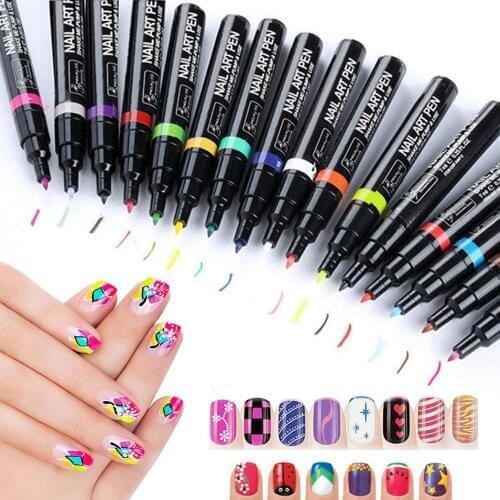 3D Nail Art Pen 16 Colors for Nail Art DIY Design Drawing Paintting Nail UV Gel Polish Marker Manicure Pen Nail Decor Tools