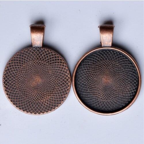 5pcs 25mm Antique Copper Necklace Pendant Setting Cabochon Cameo Base Tray Bezel Blank Jewelry Making Findings
