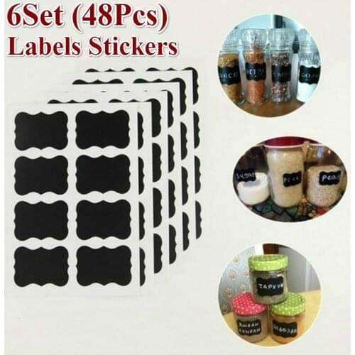 6 Sheets (48Pcs) Blackboard Chalk Board Stickers Craft Kitchen Jar Labels