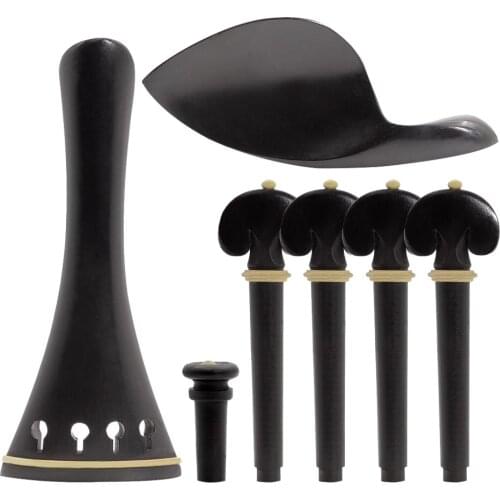 7Pcs Professional 4/4 Violin Fiddle Chin Rest Tuning Pegs Tailpiece End Pin Kit
