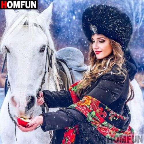 HOMFUN Full Square/Round Drill 5D DIY Diamond Painting "Beauty horse" 3D Diamond Embroidery Cross Stitch Home Decor A20094