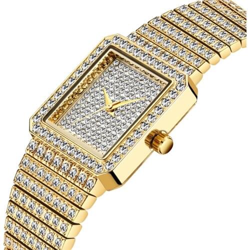 Fashion Square Watch Women Bling Bling Lady Watch HIP HOP Woman Quartz Wristwatches Elegant Dating Couple Gift Female Watches