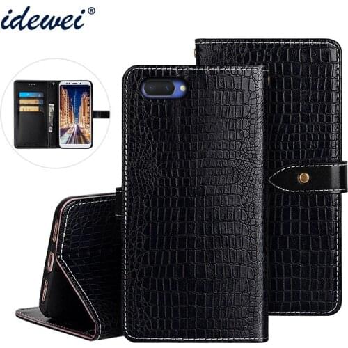 OPPO A3S Case Cover Luxury Leather Flip Case For OPPO A5 Protective Phone Case Crocodile Grain 6.2"