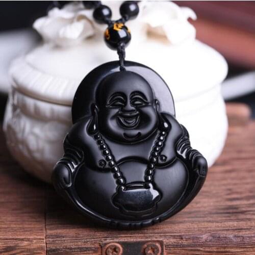 Black Obsidian Buddha Necklace Pendant Jade Pendant Jade Jewelry Fine Jewelry