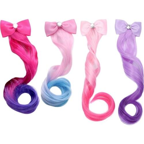 Child Bowknot Elastic Hair Band Hair Accs Girls Headdress Kids Wig Headband