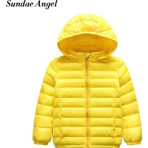 Sundae Angel Childrens Down Jacket Winter For Girls Hooded Solid light Warm 80% Duck Down Kids Boys Coats Outerwear 1-11 Year
