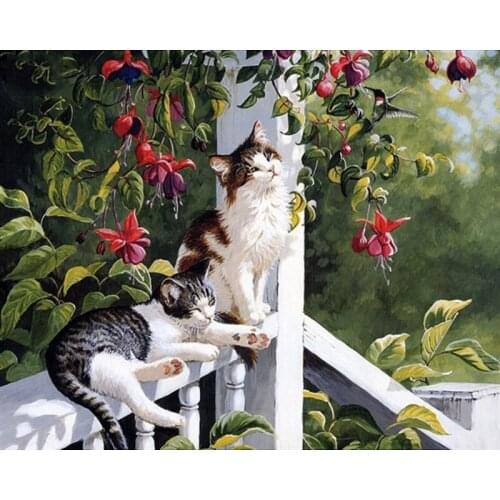 DIY Digital Painting By Numbers dependent cat oil painting mural Kits Coloring Wall Art Picture Gift frameless