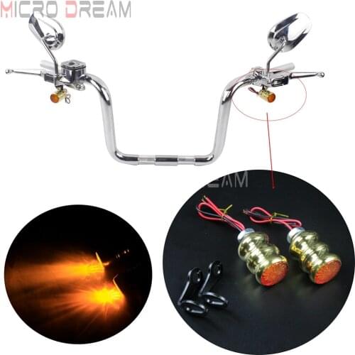 Brass Motorcycle Retro LED Indicator DC 12V Turn Signal Blinker Light Amber Lamp for Harley Softail Touring Dyna Sportster XL