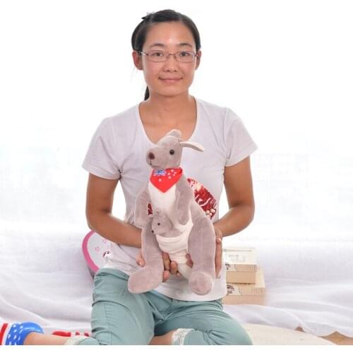 Middle cute kangaroo toy plush red scarf kangaroo mother&baby doll gift about 35cm 0379
