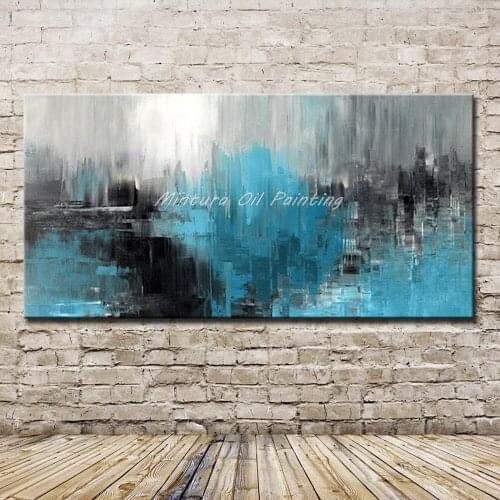 Mintura Art Hand Painted Knife Abstract Oil Paintings on Canvas Modern Wall Picture Living Room Bedroom Wall Decor No Frame