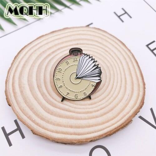 Cartoon Fun Clock Alarm Clock Time Books Enamel Brooch Alloy Badge Denim Clothes Bags Pin Accessories Cute Jewelry Gifts For Kid