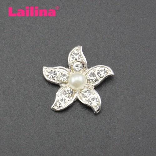New Style 100Pcs Rhinestone Pearl Combined Button Flower Flatback Scrapbooking for Phone Bag Wedding DIY Craft