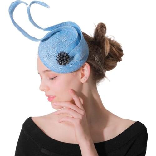 Charming Light Blue Imitation Sinamay Fascinators Hats Elegant Ladies Hair Accessories Hairclips Fashion Red Kentucky Headpieces