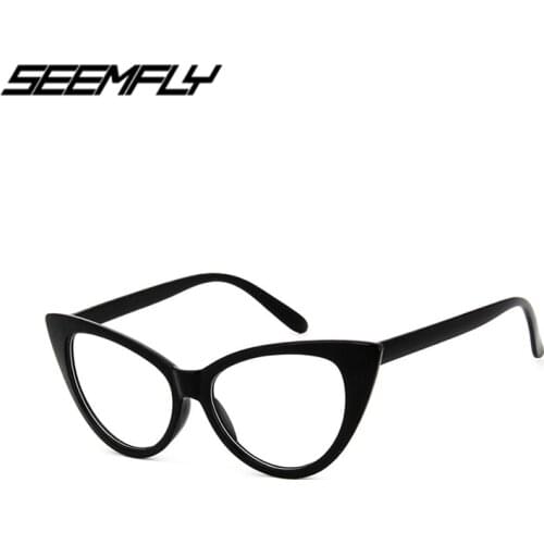 Seemfly Fashion Women New Sexy Cat Eye Glasses Clear Lens Eyeglasses Vintage Female Goggle Plain Mirror Spectacle Eyewear 2020