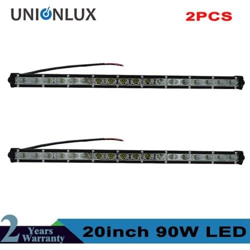 20inch Single Row Slim 90W LED Car Work Light Bar 12V 24V Tractor Work Lamp for Truck SUV Boat Offroad Lights Spot Flood Beam