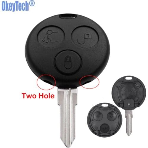OkeyTech For Mercedes Benz Smart For two Key Forfour Shell 3 Buttons Replacement Remote Car Key Cover Case With Uncut Blade