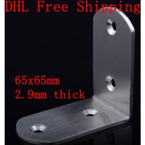 Wholesale 20Pcs/lot 65mm*65mm Cabinet Hanging Bracket Stainless Steel Wall Brackets Mirror Corner Fixings Hardware