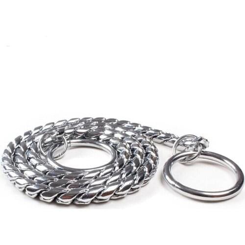 Adjustable Snake Metal Chain Dog Training Collar Strong Sliver P Choke Collar For Dogs 4mm 5mm