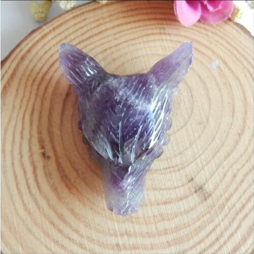 Popular jewelry,Amethyst Carved wolf head Pendants Beads ,Semiprecious stone jewelry,50x37x15mm,24.2g
