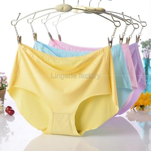 5XL Plus size Sexy Women Seamless Panties Solid Underwear Ice silk underwear customization design