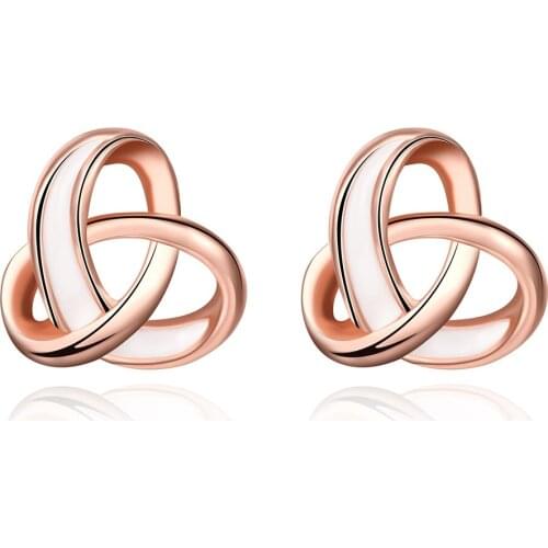 ZEMIOR Cross Knot Stud Earrings For Women Rose Gold Color Personality Simple Earring Anniversary Fashion Jewelry New Listing