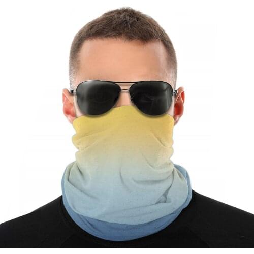 Yellow To Dark Blue Scarf Neck Face Mask Men Women Halloween Tube Scarf Neck Bandanas Dustproof Headband Biking Hiking