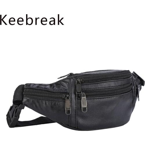 Vintage Leather Men Waist Bag Thin Outdoor Sports Pauch Male Small Running Fanny Pack Travel Crossbody Chest Money Belt Bags New