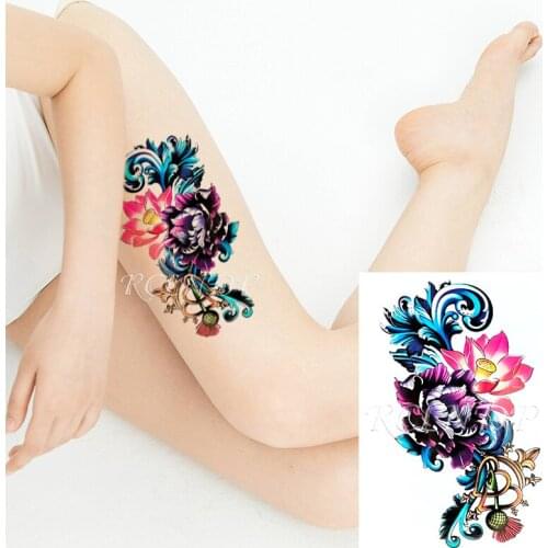 Waterproof Temporary Tattoo Sticker Lotus Flower Leaf Crown Design Pattern Fake Tatto Flash Tatoo Art for Girl Women Men