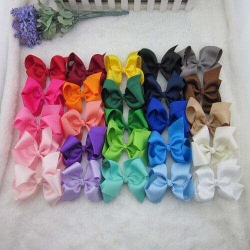 XIMA 50pcs/lot 25colors 4inch Grosgrain Ribbon Hair Ribbon Bows With Clip for Kids Hair Accessories